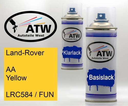 Land-Rover, AA Yellow, LRC584 / FUN: 400ml Sprühdose + 400ml Klarlack - Set, von ATW Autoteile West.